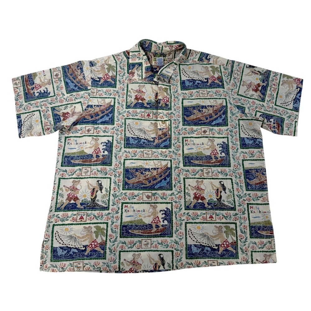 VTG Reyn Spooner Mele Kalikimaka Christmas Hawaiian Shirt XXL Full Cut Multi